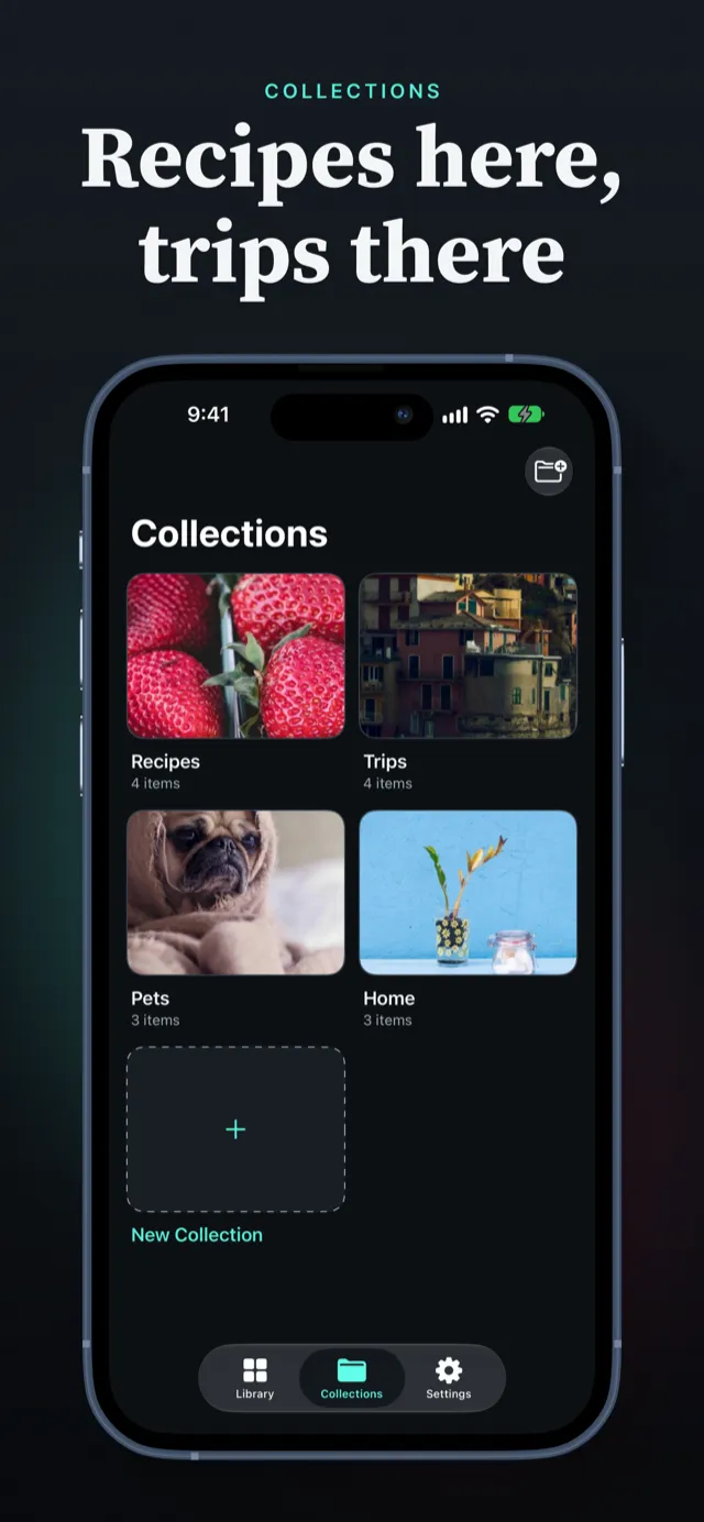 Saved videos organized into collections